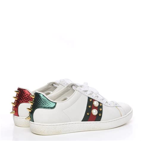 gucci white studded sneakers